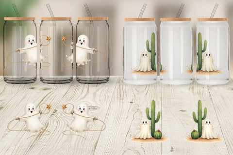 Glass Can Watercolor Ghostly Wild West Sublimation artnoy 