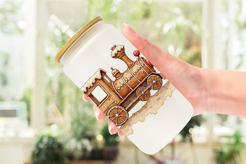 Glass Can Watercolor Gingerbread Friends Sublimation artnoy 