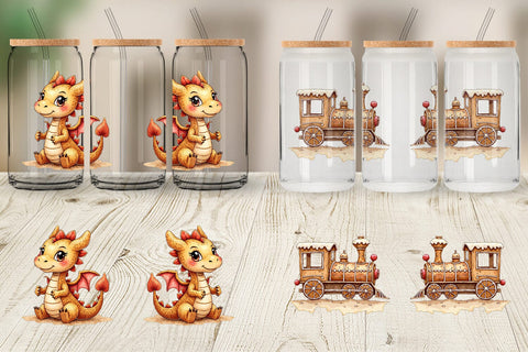 Glass Can Watercolor Gingerbread Friends Sublimation artnoy 