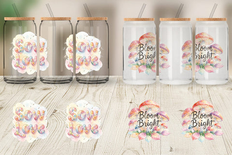 Glass Can Watercolor Grandma Garden Love Quotes Sublimation artnoy 