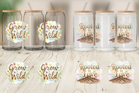 Glass Can Watercolor Grandma Garden Love Quotes Sublimation artnoy 