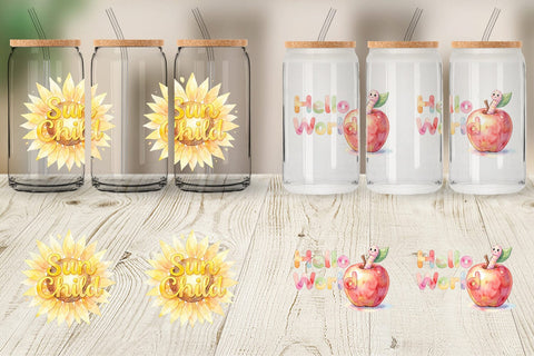 Glass Can Watercolor Grandma Little Sprout Quote Sublimation artnoy 