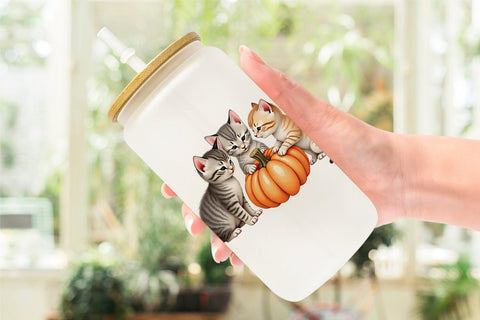 Glass Can Watercolor Grateful Pups Kittens Sublimation artnoy 