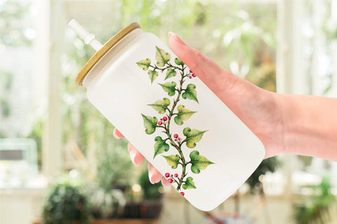 Glass Can Watercolor Groovy Garden 70s Retro Watercolor Florals Sublimation artnoy 