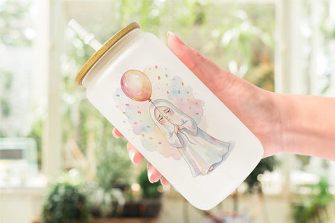 Glass Can Watercolor Grumpy Anti Social Ghost Sublimation artnoy 