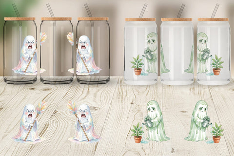 Glass Can Watercolor Grumpy Ghost Home Disasters Sublimation artnoy 