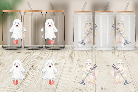 Glass Can Watercolor Grumpy Ghost Home Disasters Sublimation artnoy 
