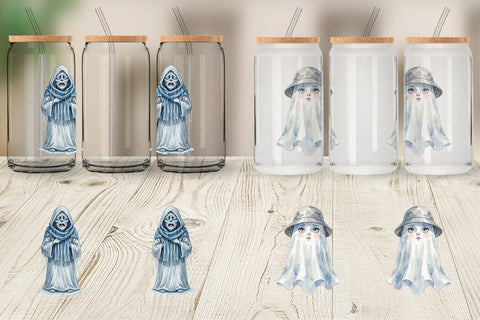 Glass Can Watercolor Grumpy Rainy Day Ghost Art Sublimation artnoy 