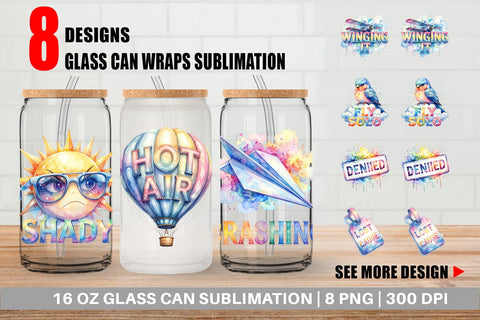 Glass Can Watercolor Grumpy Sky Travel Quotes Sublimation artnoy 