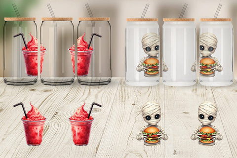 Glass Can Watercolor Haunted Junk Food Sublimation artnoy 