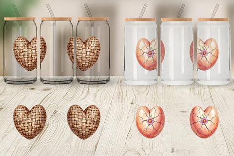 Glass Can Watercolor Heart Shaped Easter Egg Art Sublimation artnoy 