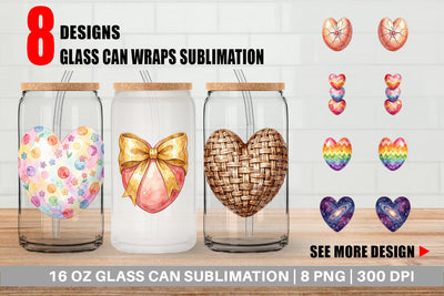 Glass Can Watercolor Heart Shaped Easter Egg Art Sublimation artnoy 