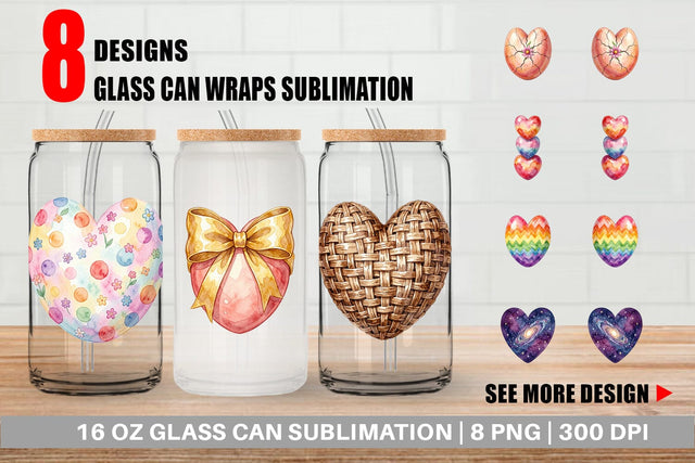 Glass Can Watercolor Heart Shaped Easter Egg Art Sublimation artnoy 