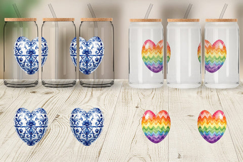 Glass Can Watercolor Heart Shaped Easter Egg Art Sublimation artnoy 