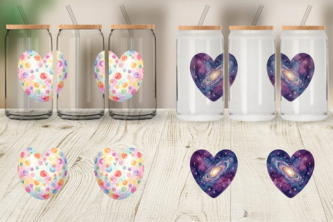 Glass Can Watercolor Heart Shaped Easter Egg Art Sublimation artnoy 