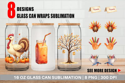 Glass Can Watercolor Kids Table Crafts Sublimation artnoy 