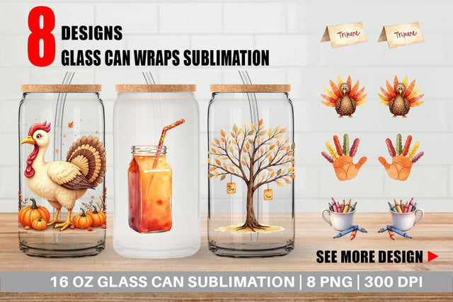 Glass Can Watercolor Kids Table Crafts Sublimation artnoy 