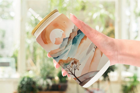 Glass Can Watercolor Landscape Sublimation artnoy 