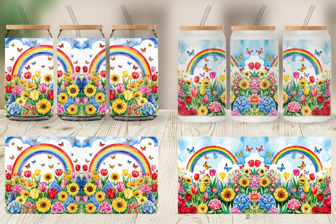 Glass Can Watercolor Lush Garden Sublimation artnoy 
