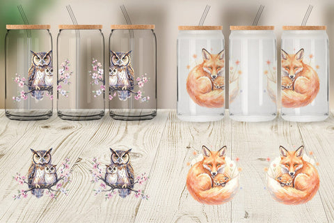 Glass Can Watercolor Magical Forest Motherhood Sublimation artnoy 