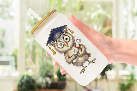 Glass Can Watercolor Messy Animal Graduation Sublimation artnoy 