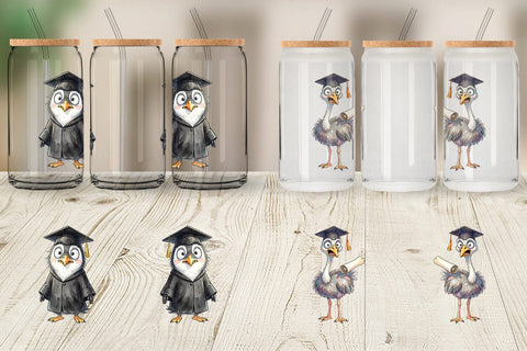 Glass Can Watercolor Messy Animal Graduation Sublimation artnoy 