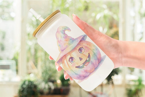 Glass Can Watercolor Pastel Fairytale Witch Hat Sublimation artnoy 