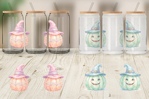 Glass Can Watercolor Pastel Fairytale Witch Hat Sublimation artnoy 