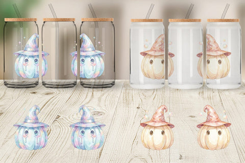 Glass Can Watercolor Pastel Fairytale Witch Hat Sublimation artnoy 