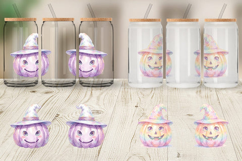 Glass Can Watercolor Pastel Fairytale Witch Hat Sublimation artnoy 