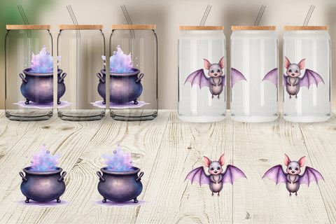 Glass Can Watercolor Pastel Goth Cuties Sublimation artnoy 