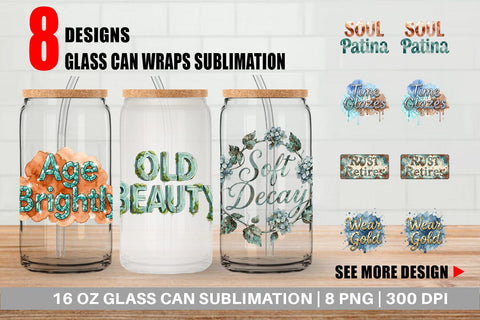 Glass Can Watercolor Patina Weathered Healing Art Sublimation artnoy 