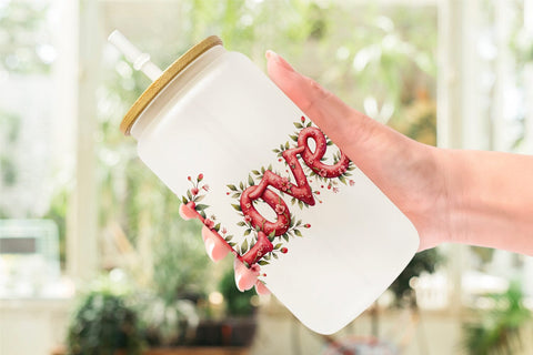 Glass Can Watercolor Peace & Petals 70s Symbols & Icons Sublimation artnoy 
