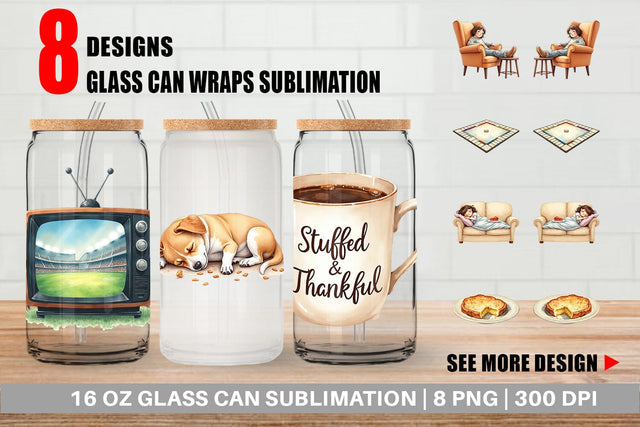 Glass Can Watercolor Post Feast Coma Sublimation artnoy 