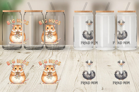 Glass Can Watercolor Quirky Ugly Cute Animal Mom Sublimation artnoy 