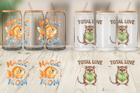 Glass Can Watercolor Quirky Ugly Cute Animal Mom Sublimation artnoy 