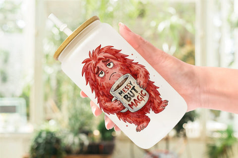Glass Can Watercolor Quirky Ugly Cute Momster Art Quotes Sublimation artnoy 