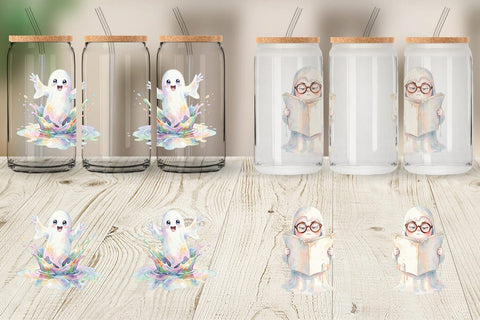 Glass Can Watercolor Rainy Day Ugly Cute Ghost Sublimation artnoy 