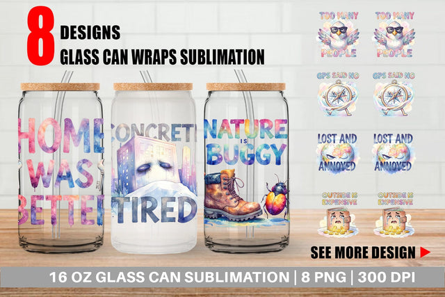 Glass Can Watercolor Reluctant Explorer Quotes Sublimation artnoy 