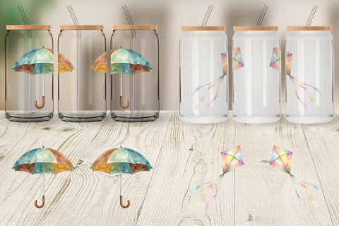 Glass Can Watercolor Retro 70s Sun And Celestial Sublimation artnoy 