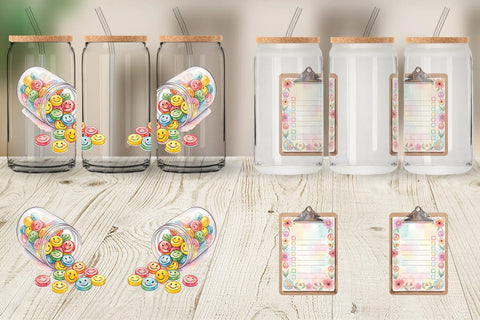 Glass Can Watercolor Retro Groovy Nurse Tools Sublimation artnoy 