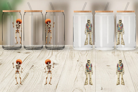 Glass Can Watercolor Retro Halloween Disco Sublimation artnoy 