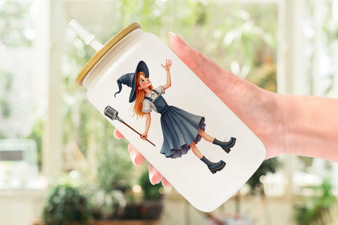 Glass Can Watercolor Retro Halloween Disco Sublimation artnoy 