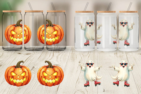 Glass Can Watercolor Retro Halloween Disco Sublimation artnoy 