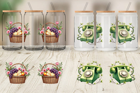Glass Can Watercolor Retro Picnic & Pastimes 70s Lifestyle Sublimation artnoy 