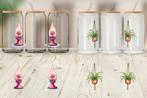 Glass Can Watercolor Retro Picnic & Pastimes 70s Lifestyle Sublimation artnoy 