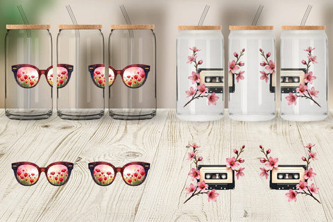 Glass Can Watercolor Retro Picnic & Pastimes 70s Lifestyle Sublimation artnoy 