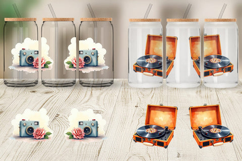 Glass Can Watercolor Retro Picnic & Pastimes 70s Lifestyle Sublimation artnoy 