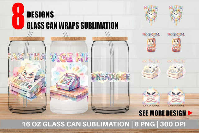 Glass Can Watercolor Sarcastic 90s Office Quotes Sublimation artnoy 