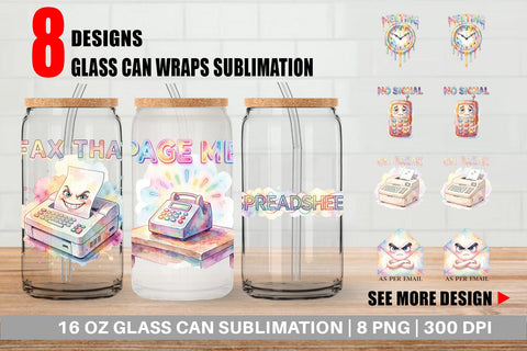 Glass Can Watercolor Sarcastic 90s Office Quotes Sublimation artnoy 